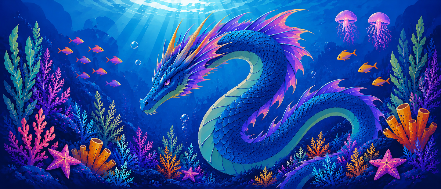 Oceanborn Dragon Extra Wide- Diamond Art Kit (140x60cm, Square Drill)