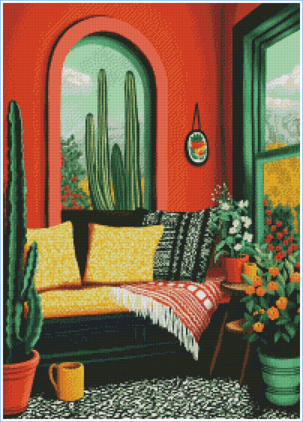 Desert Cactus Room by Lisa D Art Designs – Diamond Art Kit (50x70cm, Square Drill)