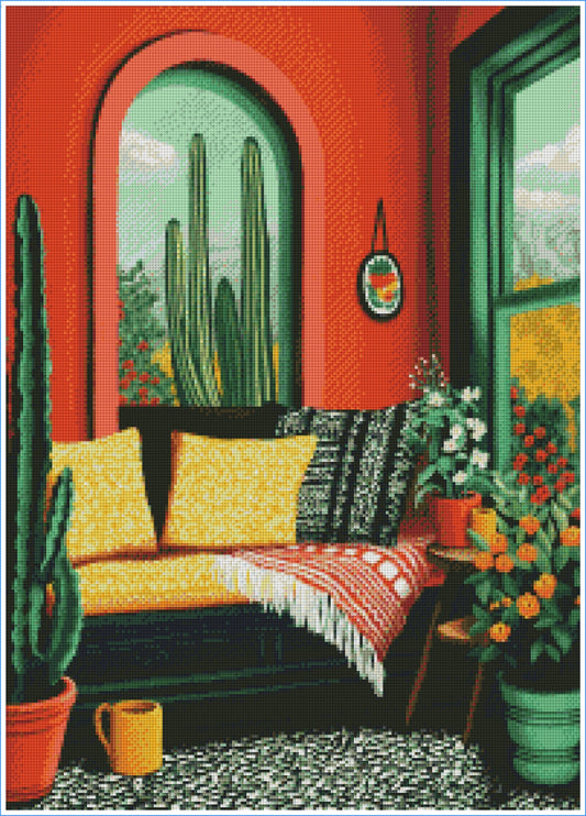 Desert Cactus Room by Lisa D Art Designs – Diamond Art Kit (50x70cm, Square Drill)