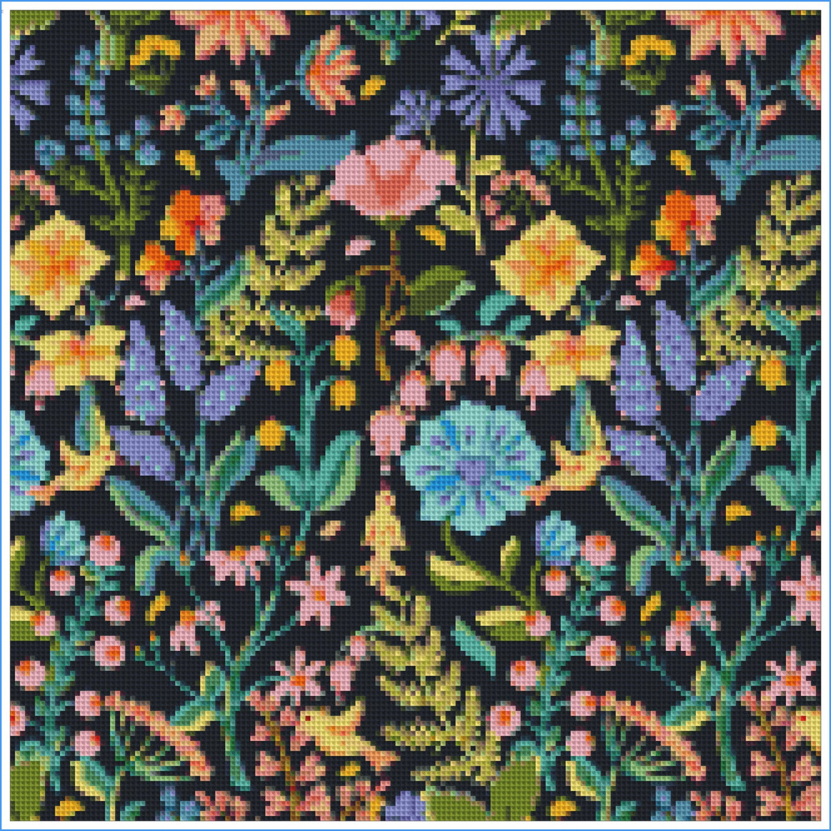 Midnight Wildflowers- Colortickle by Abhinaya- Diamond Art Kit (40x40cm)