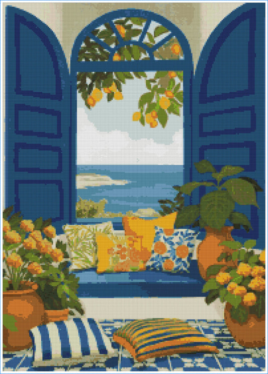 Lemon Window Retreat by Lisa D Art Designs – Diamond Art Kit (50x70cm, Square Drill)