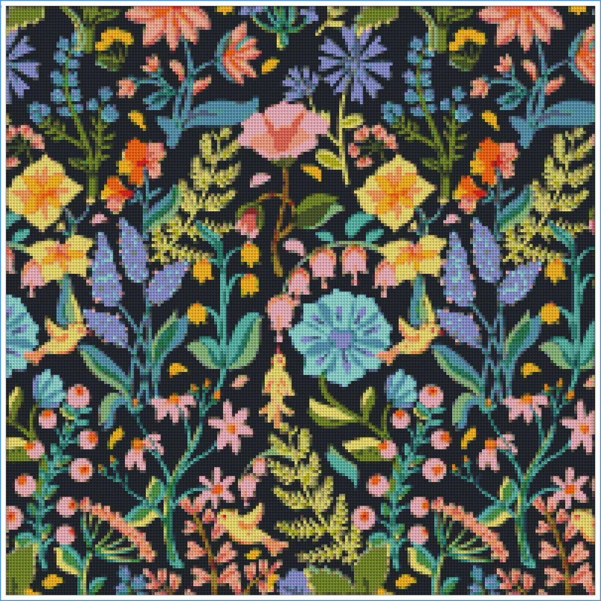 Midnight Wildflowers- Colortickle by Abhinaya- Diamond Art Kit (40x40cm)