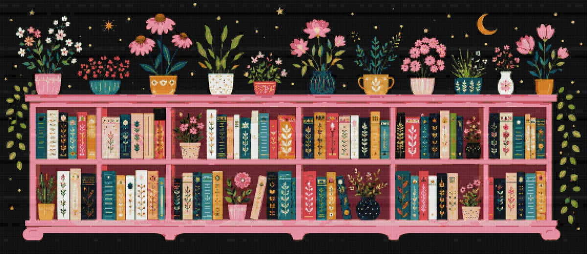 Midnight Bloom Library Extra Wide- Diamond Art Kit (140x60cm, Square Drill)