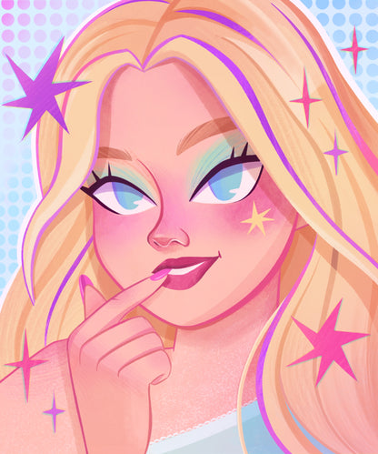 Neon Pop Star by Daria.illus – Diamond Art Kit (50x60cm, Square Drill)