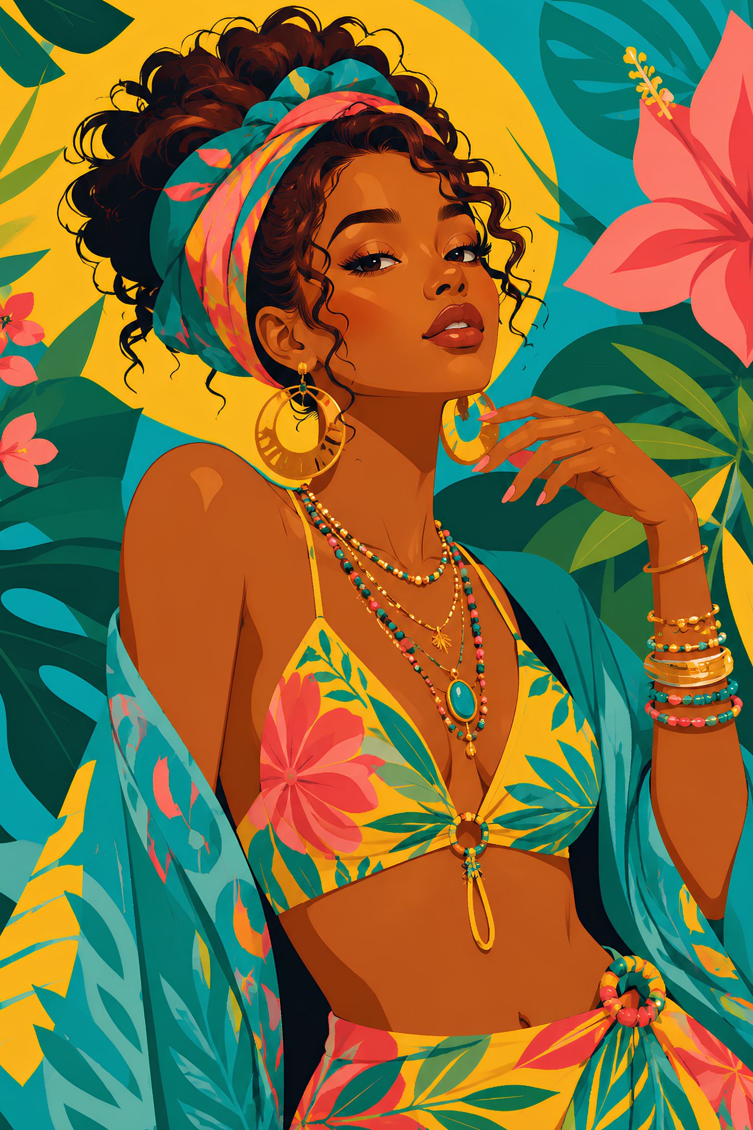 Island Girl- Diamond Art Kit (40x60cm, Square Drill)