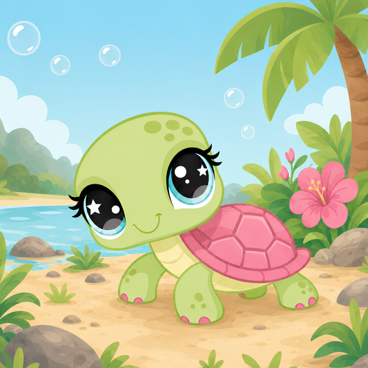 Island Turtle Pal- Diamond Art Kit (40x40cm, Round Drill)