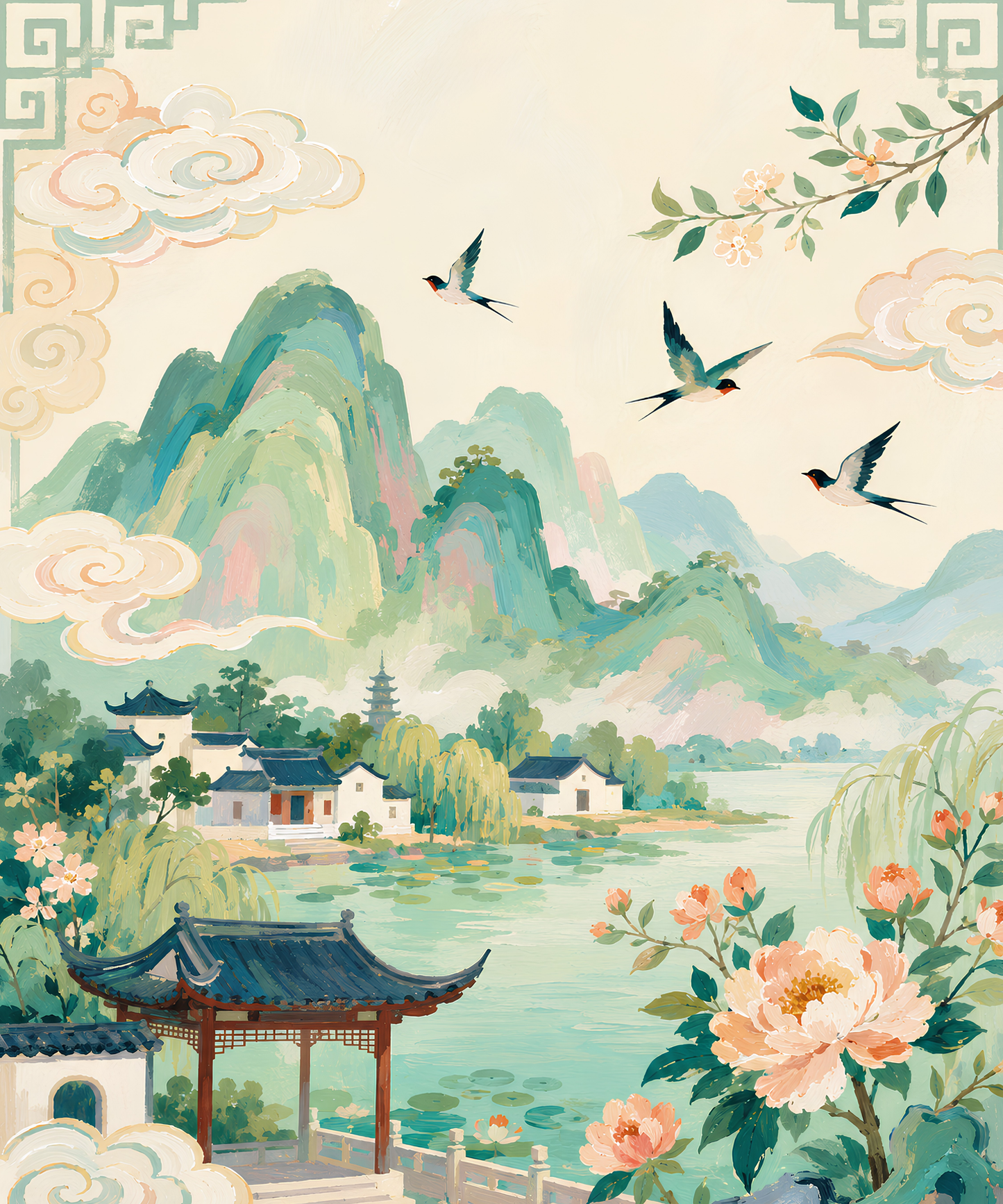 Jade Mountain Garden– Diamond Art Kit (50x60cm, Square Drill)