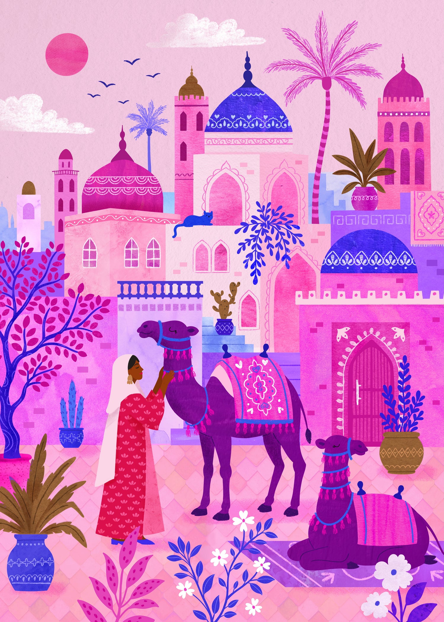 Jaipur Camel Caravan-Art by Leysan Shayak- Diamond Art Kit (50x70cm Square Drill)