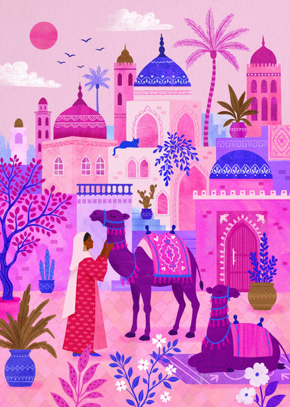 Jaipur Camel Caravan-Art by Leysan Shayak- Diamond Art Kit (50x70cm Square Drill)