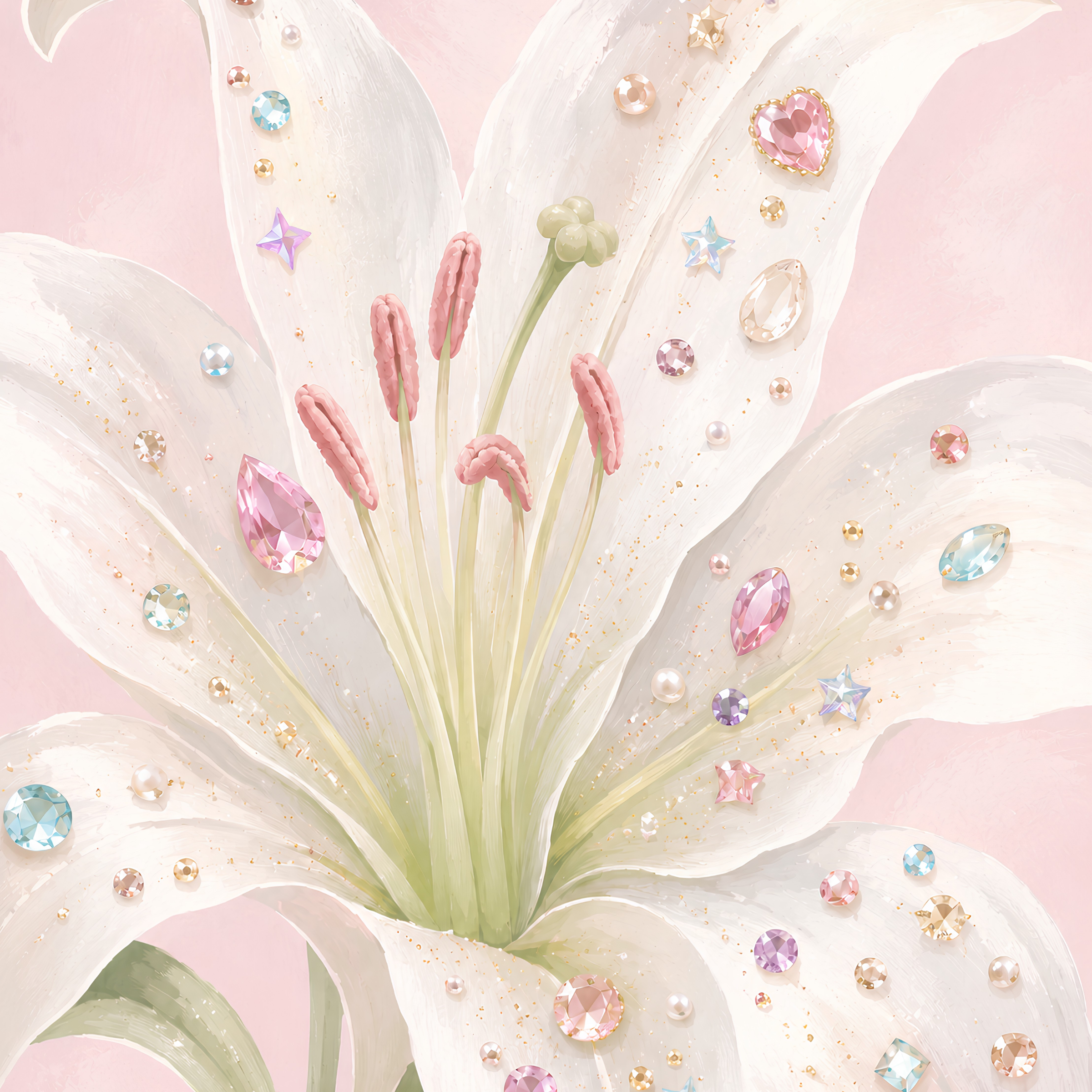 Jeweled Lily- Diamond Art Kit (40x50cm, 100% Whimsy Dust Square Drill)