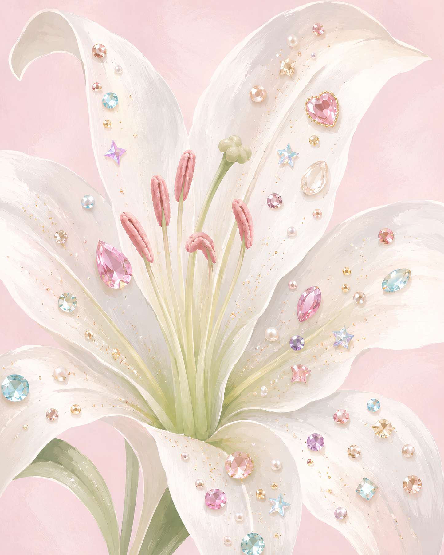 Jeweled Lily- Diamond Art Kit (40x50cm, 100% Whimsy Dust Square Drill)