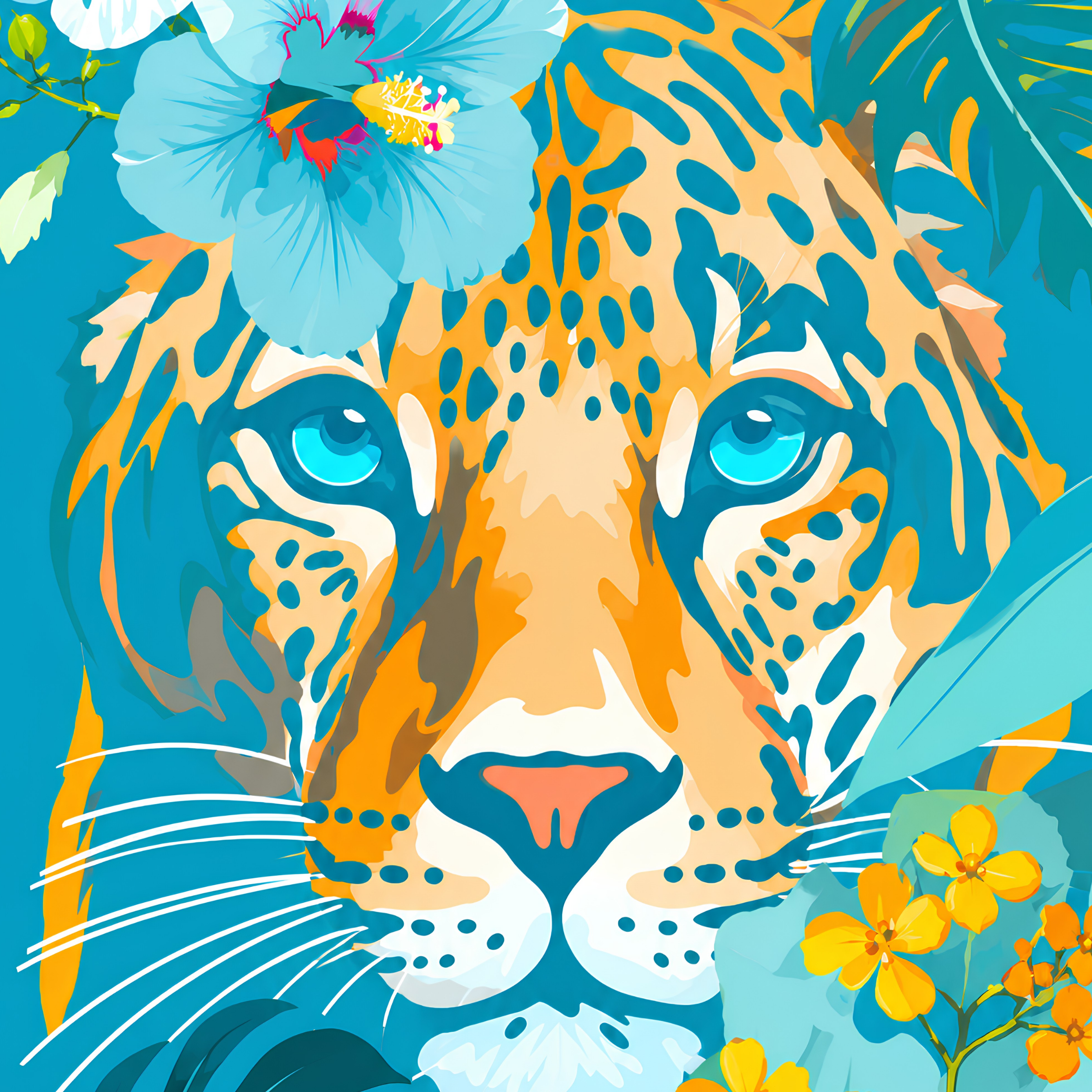 Jungle Jewel Leopard- Diamond Art Kit (40x60cm, Square Drill)
