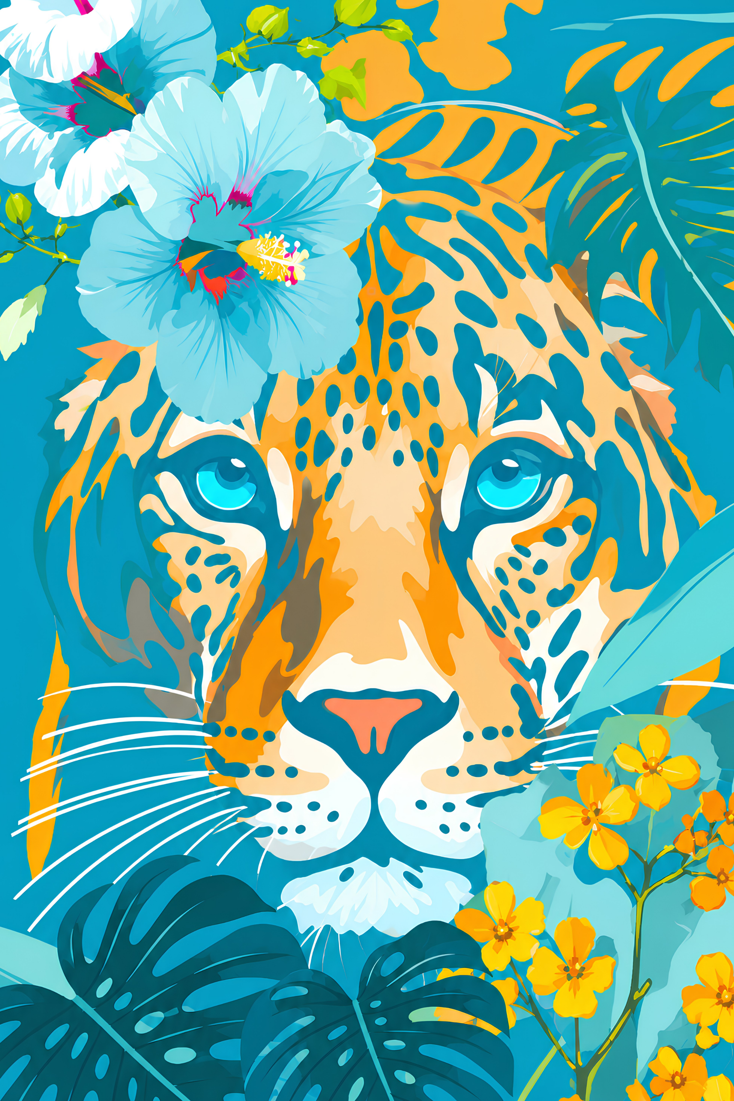 Jungle Jewel Leopard- Diamond Art Kit (40x60cm, Square Drill)