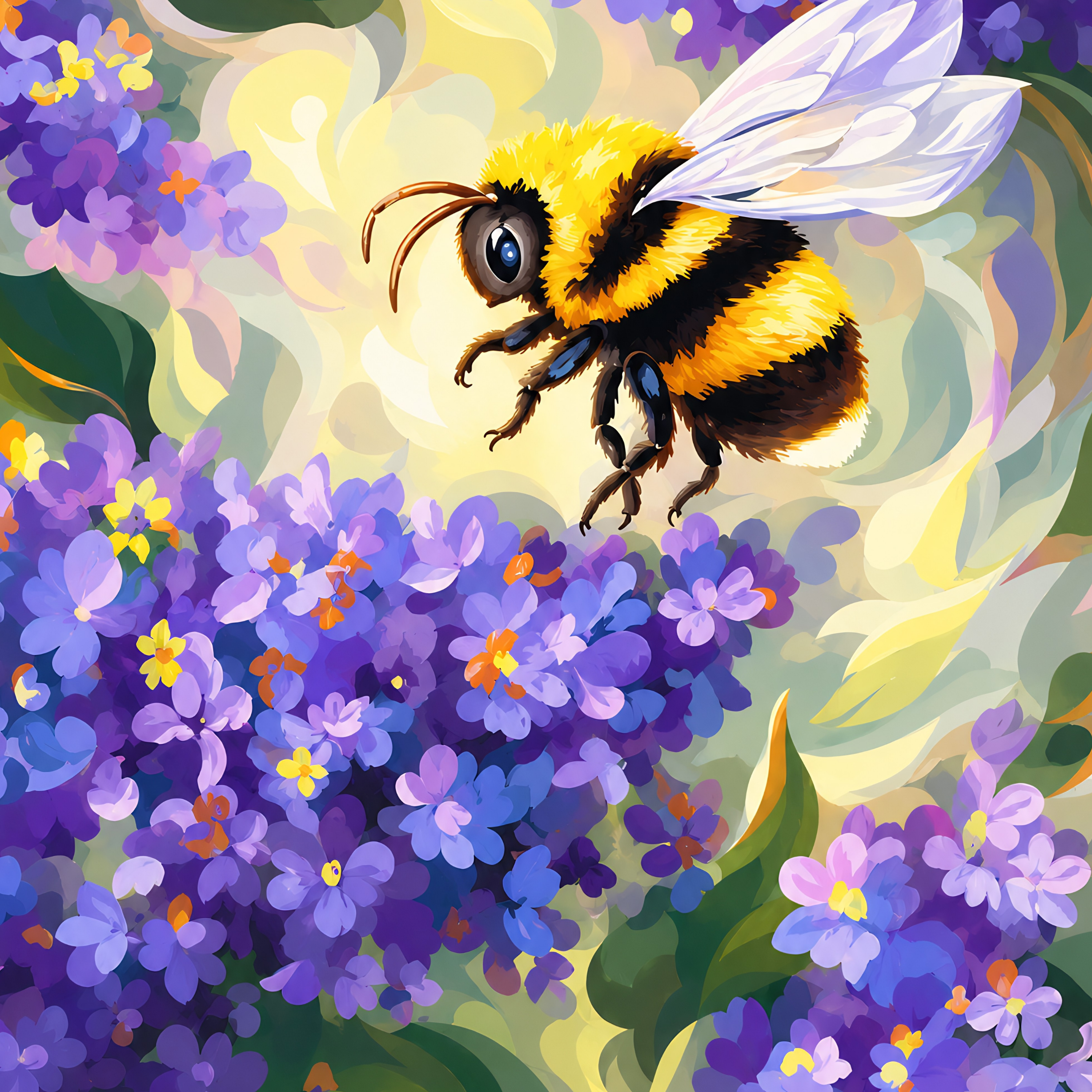 Lavender Buzz- Diamond Art Kit (40x60cm, Round Drill)