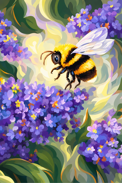 Lavender Buzz- Diamond Art Kit (40x60cm, Round Drill)