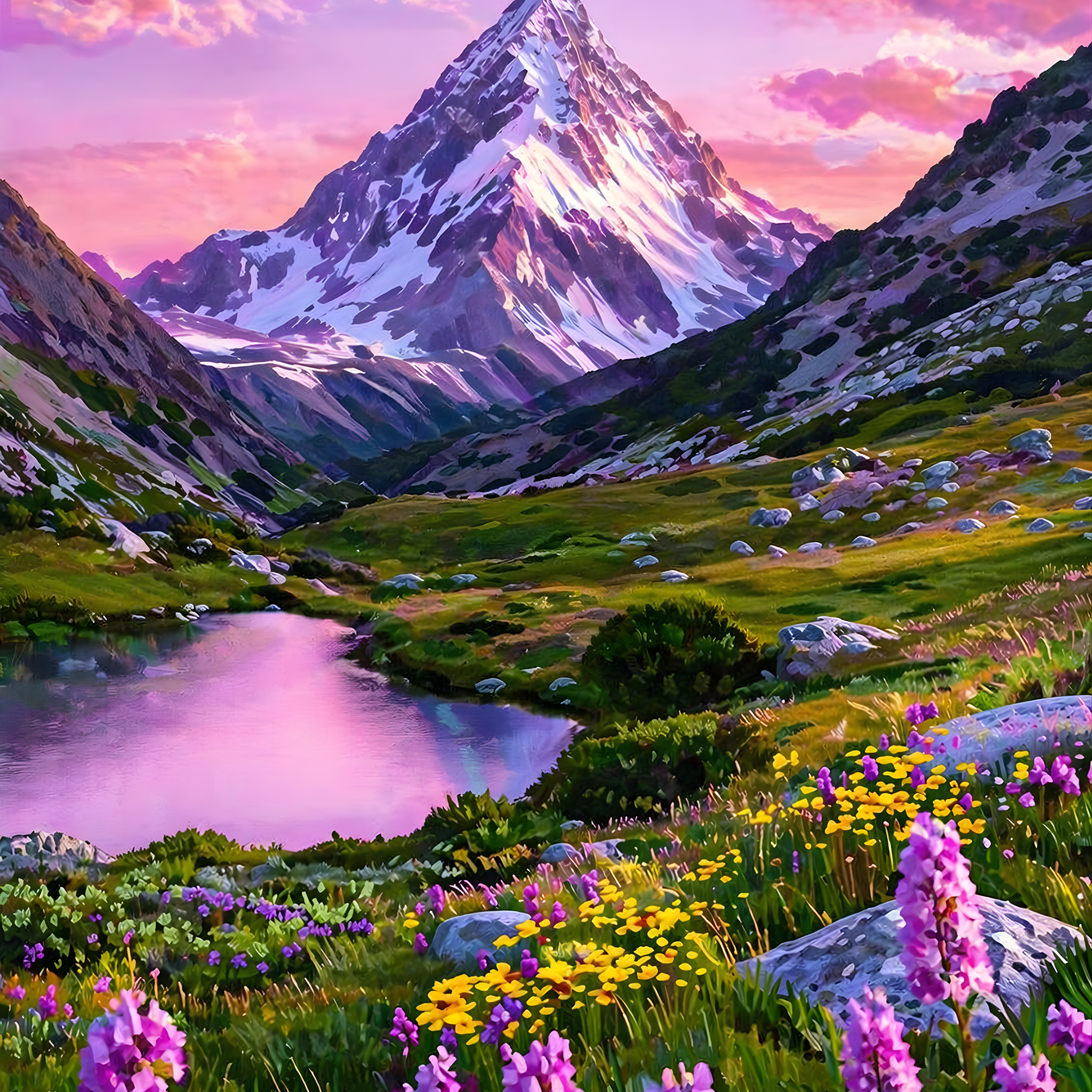 Lavender Summit- Diamond Art Kit (40x50cm, Square Drill)