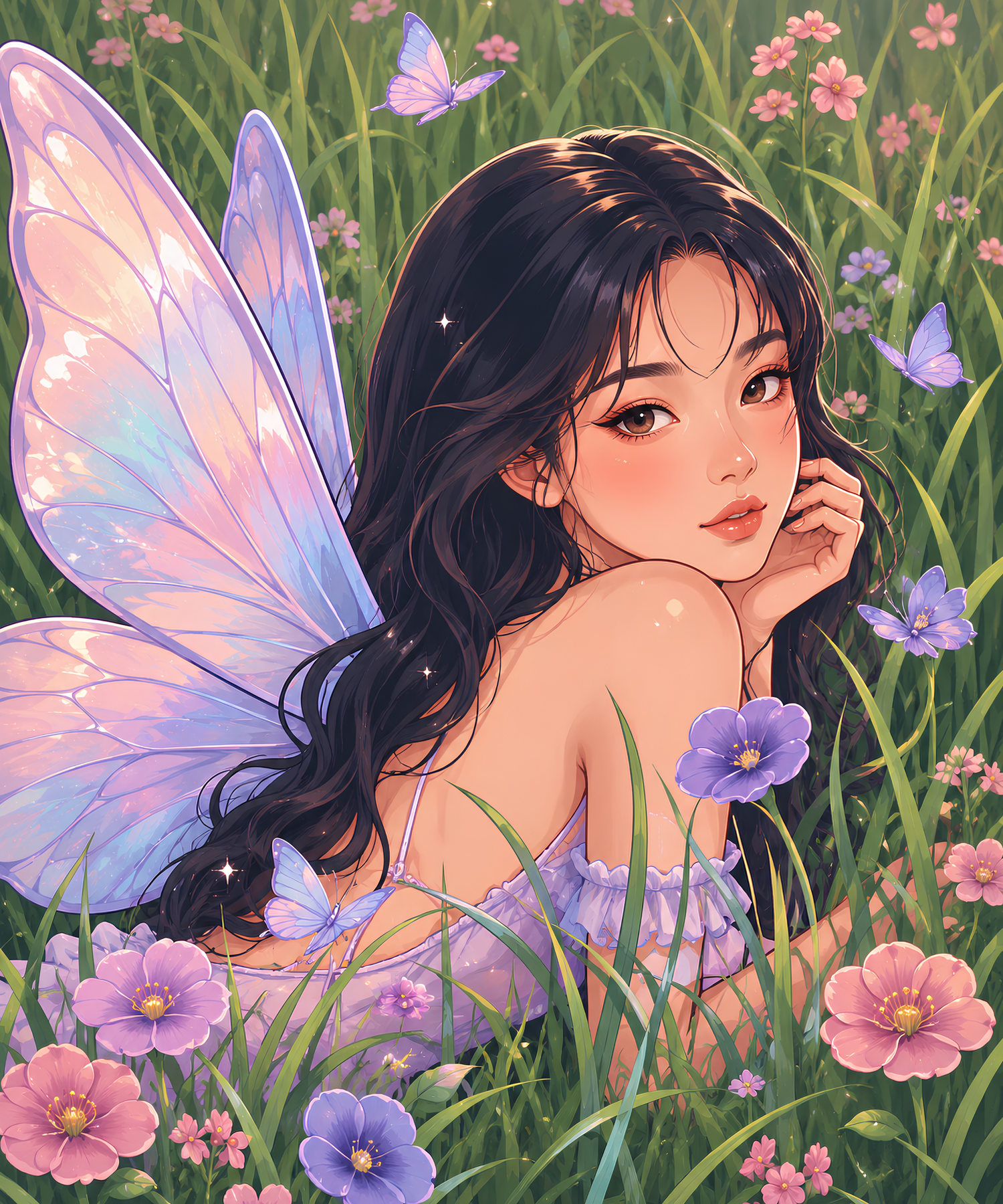 Lavender Wing Whimsy – Diamond Art Kit (50x60cm, Square Drill)