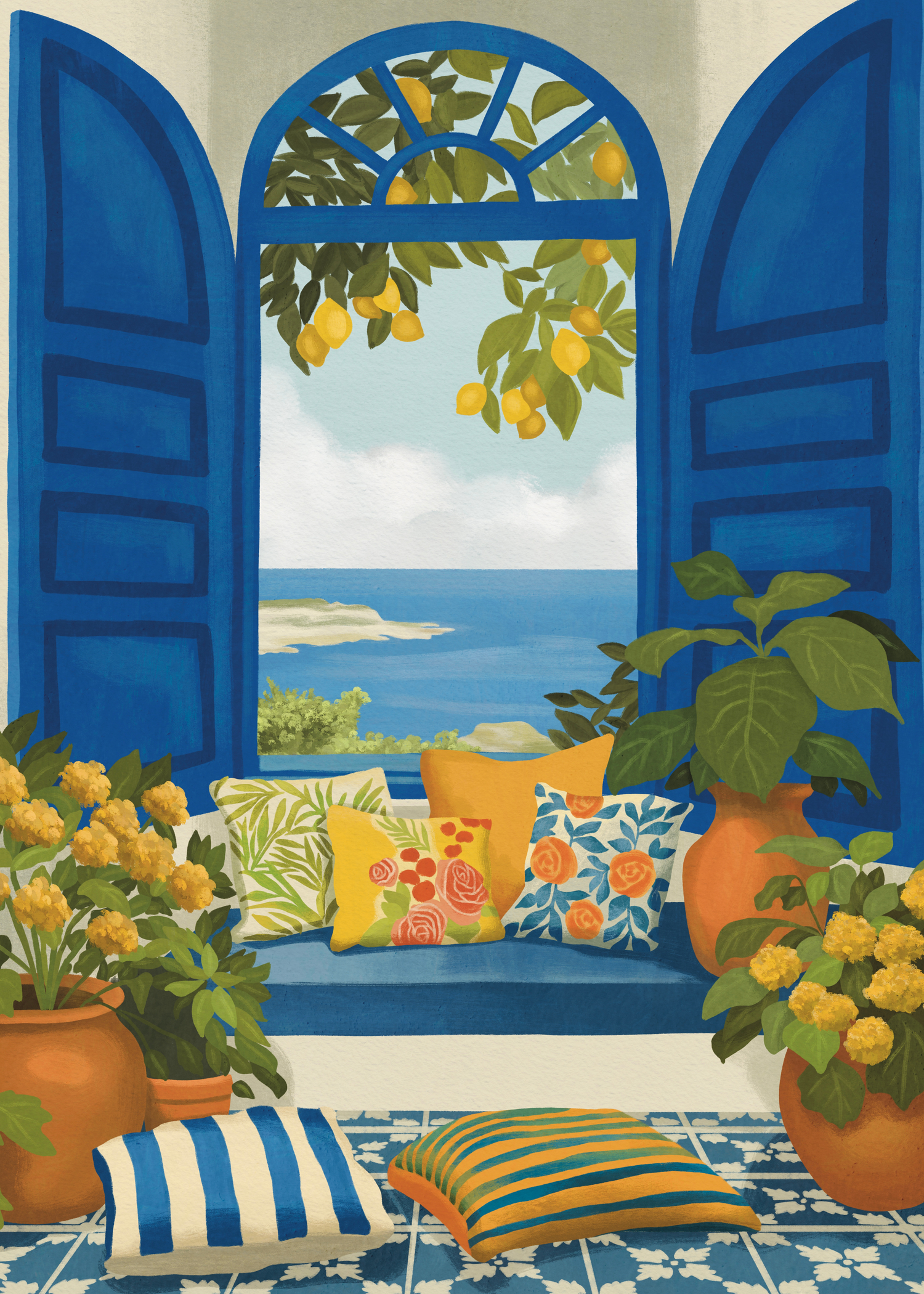 Lemon Window Retreat by Lisa D Art Designs – Diamond Art Kit (50x70cm, Square Drill)