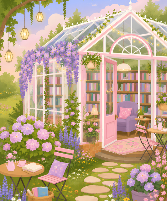 Lilac Reading Retreat– Diamond Art Kit (50x60cm, Square Drill)