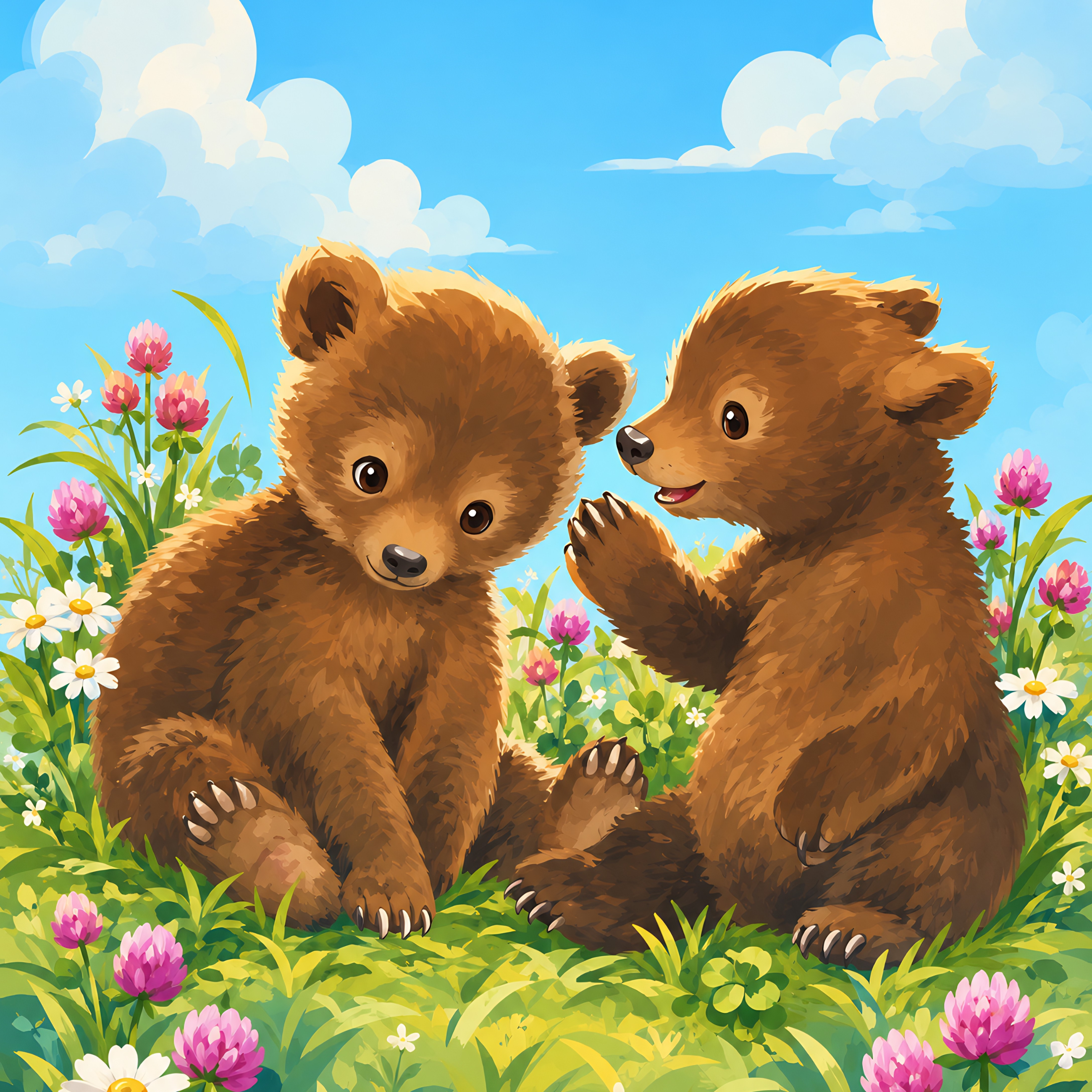 Little Bear Picnic- Diamond Art Kit (40x50cm, Square Drill)