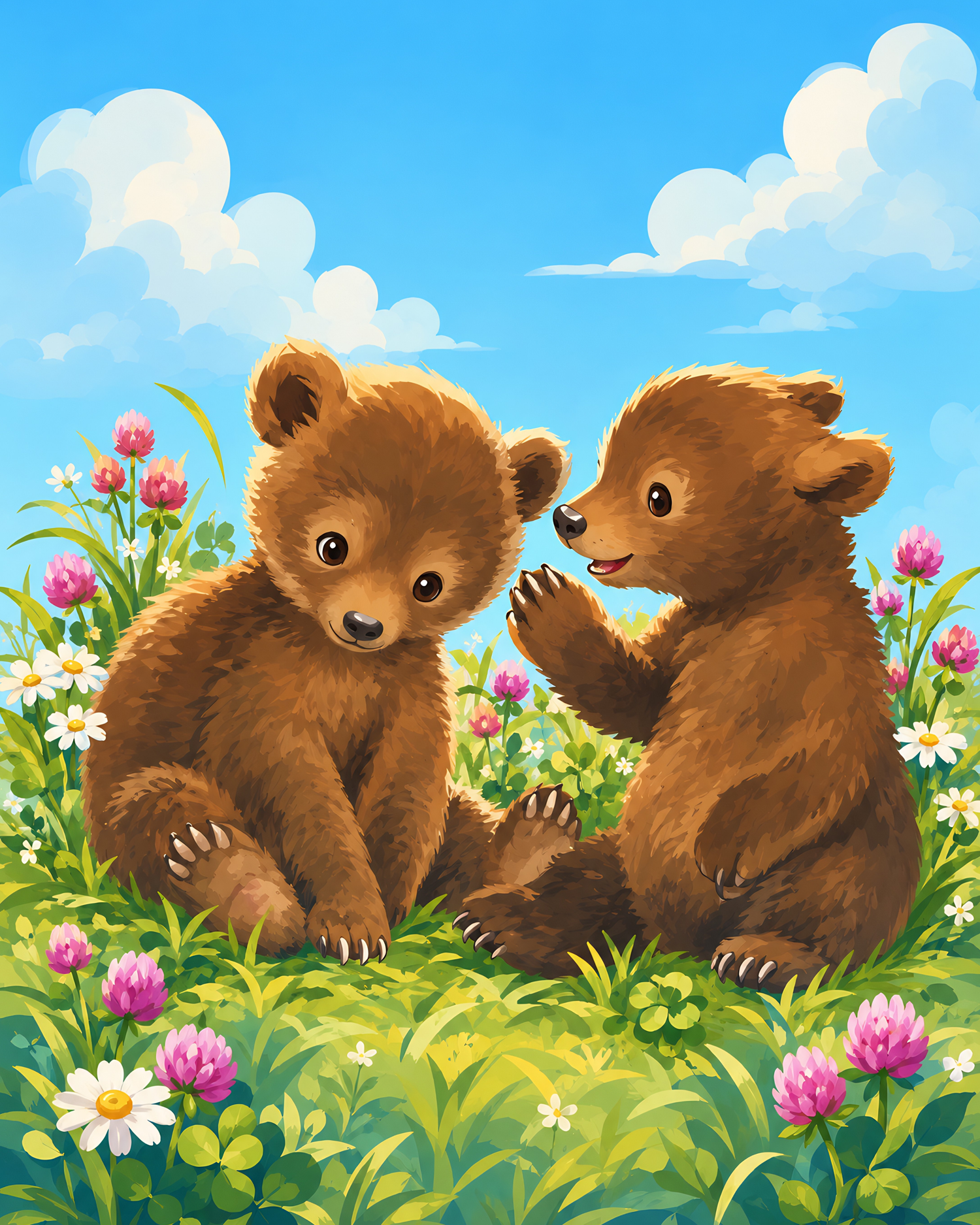 Little Bear Picnic- Diamond Art Kit (40x50cm, Square Drill)