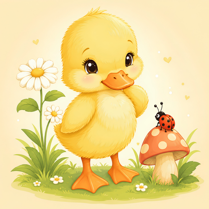 Little Miss Duckling- Diamond Art Kit (40x40cm, Round Drill)