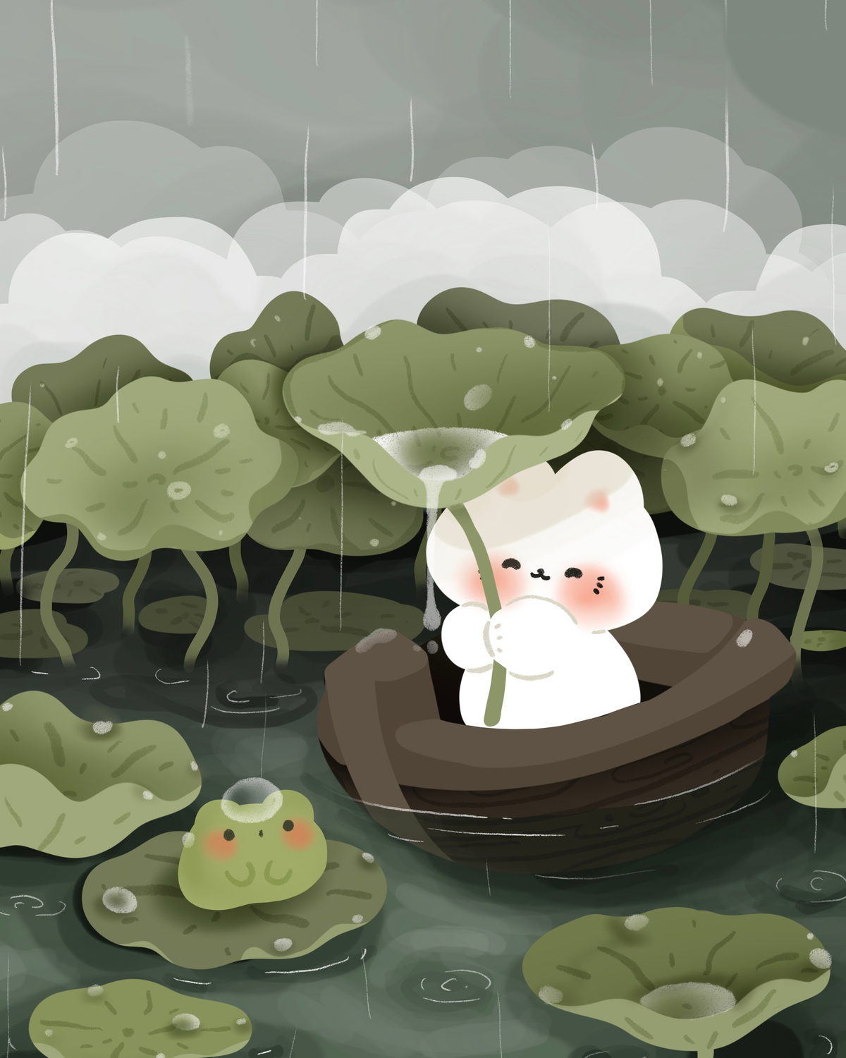 Lotus Rain Adventure by CraaftyQueen – Diamond Art Kit (40x50cm Round Drill) Hand Rendered