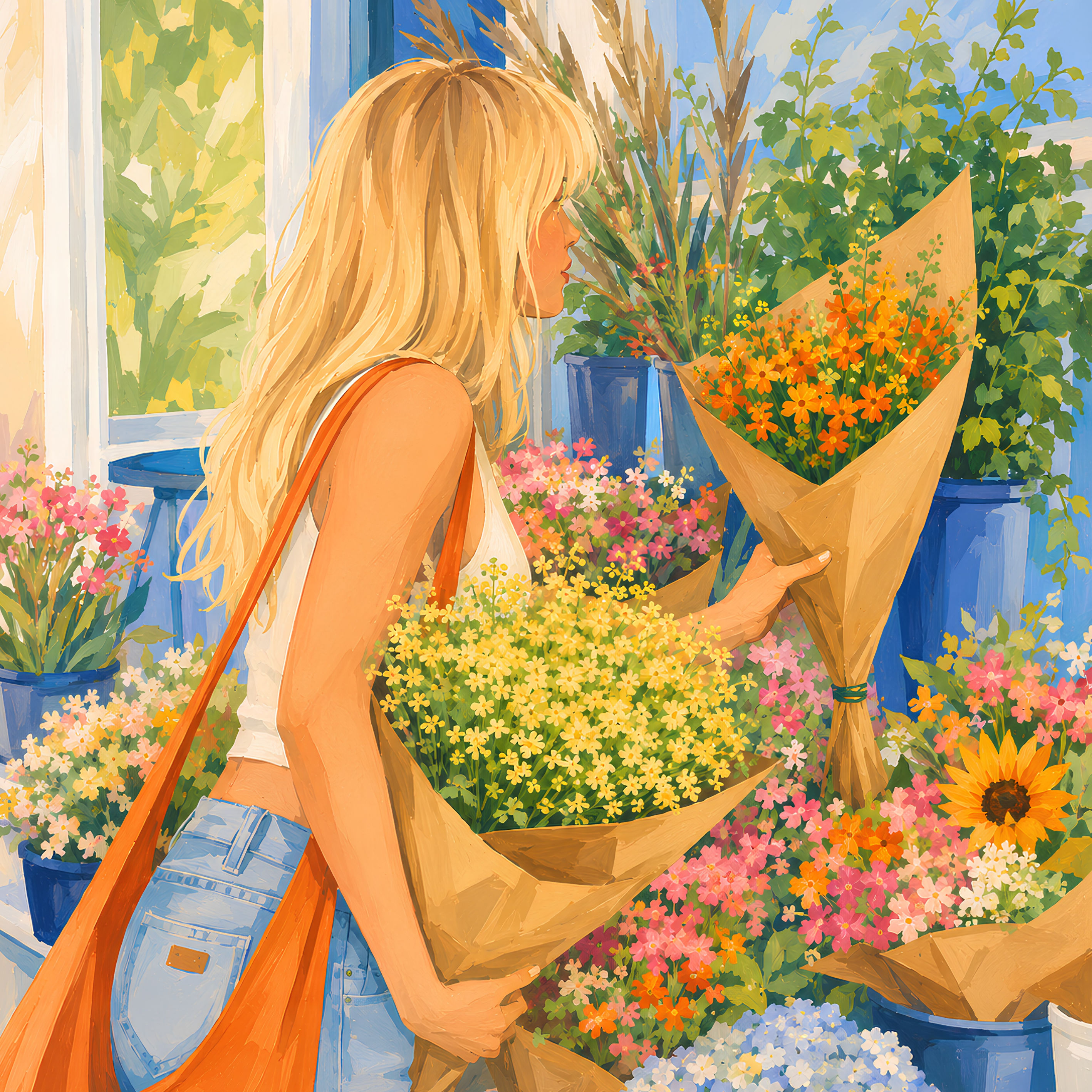 Market Day Blooms– Diamond Art Kit (50x60cm, Square Drill)