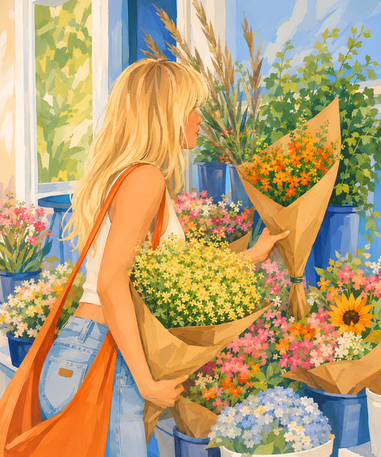 Market Day Blooms– Diamond Art Kit (50x60cm, Square Drill)