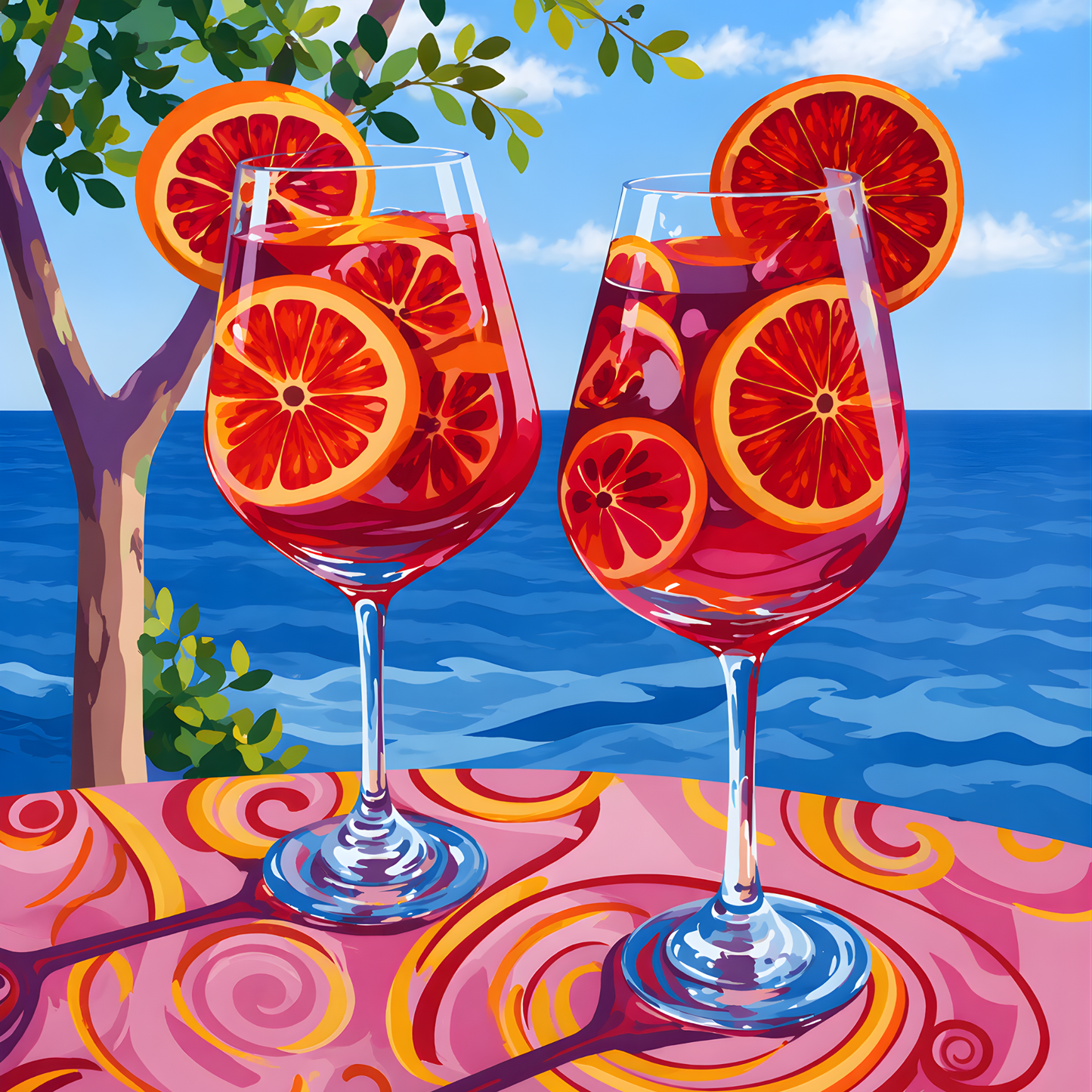 Mediterranean Spritz- Diamond Art Kit (40x40cm, Round Drill)