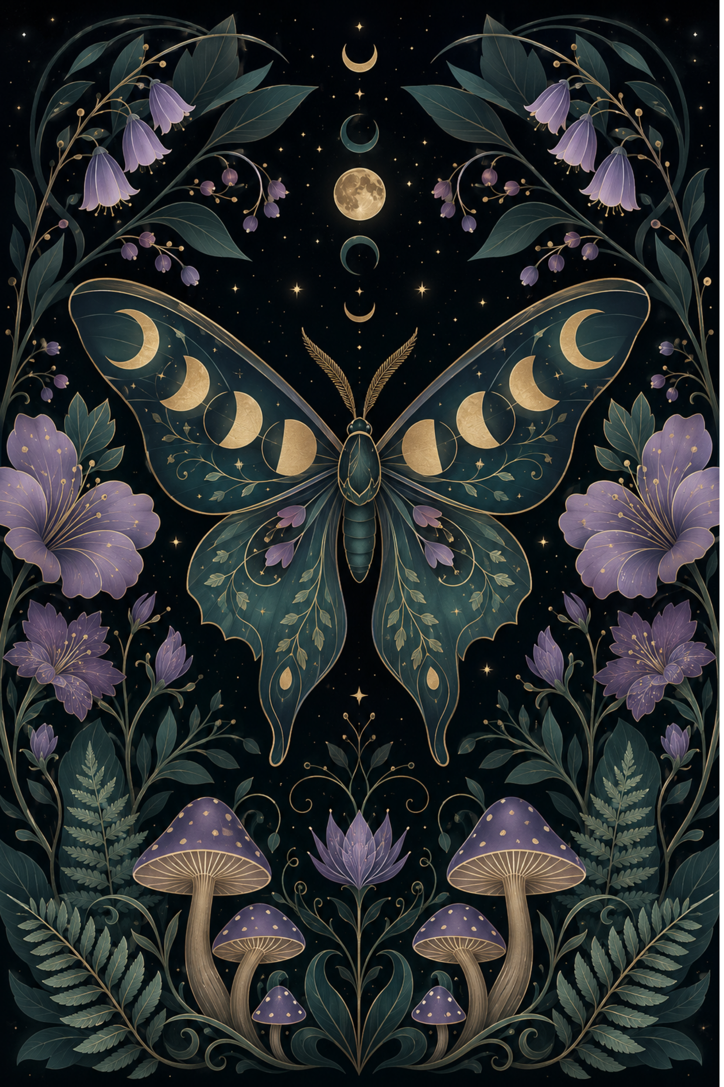 Midnight Moonwing Garden- Diamond Art Kit (50x75cm, Square Drill)