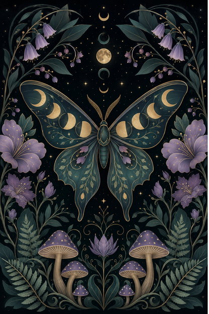 Midnight Moonwing Garden- Diamond Art Kit (50x75cm, Square Drill)