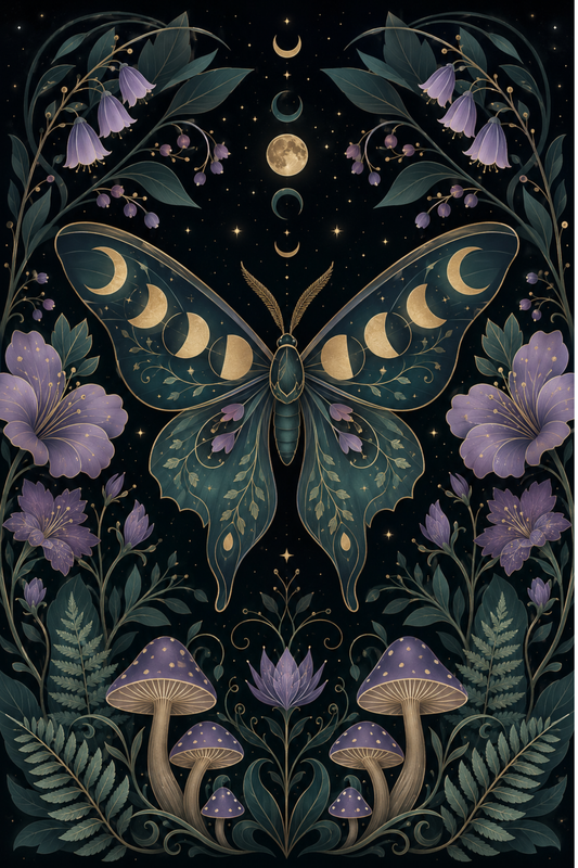Midnight Moonwing Garden- Diamond Art Kit (50x75cm, Square Drill)