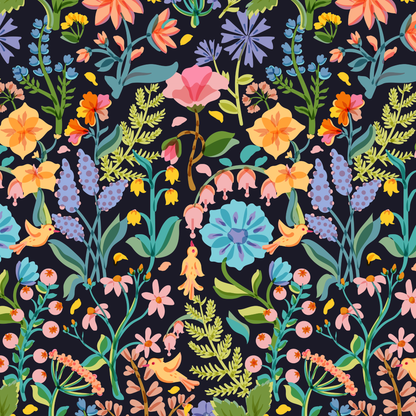 Midnight Wildflowers- Colortickle by Abhinaya- Diamond Art Kit (40x40cm)