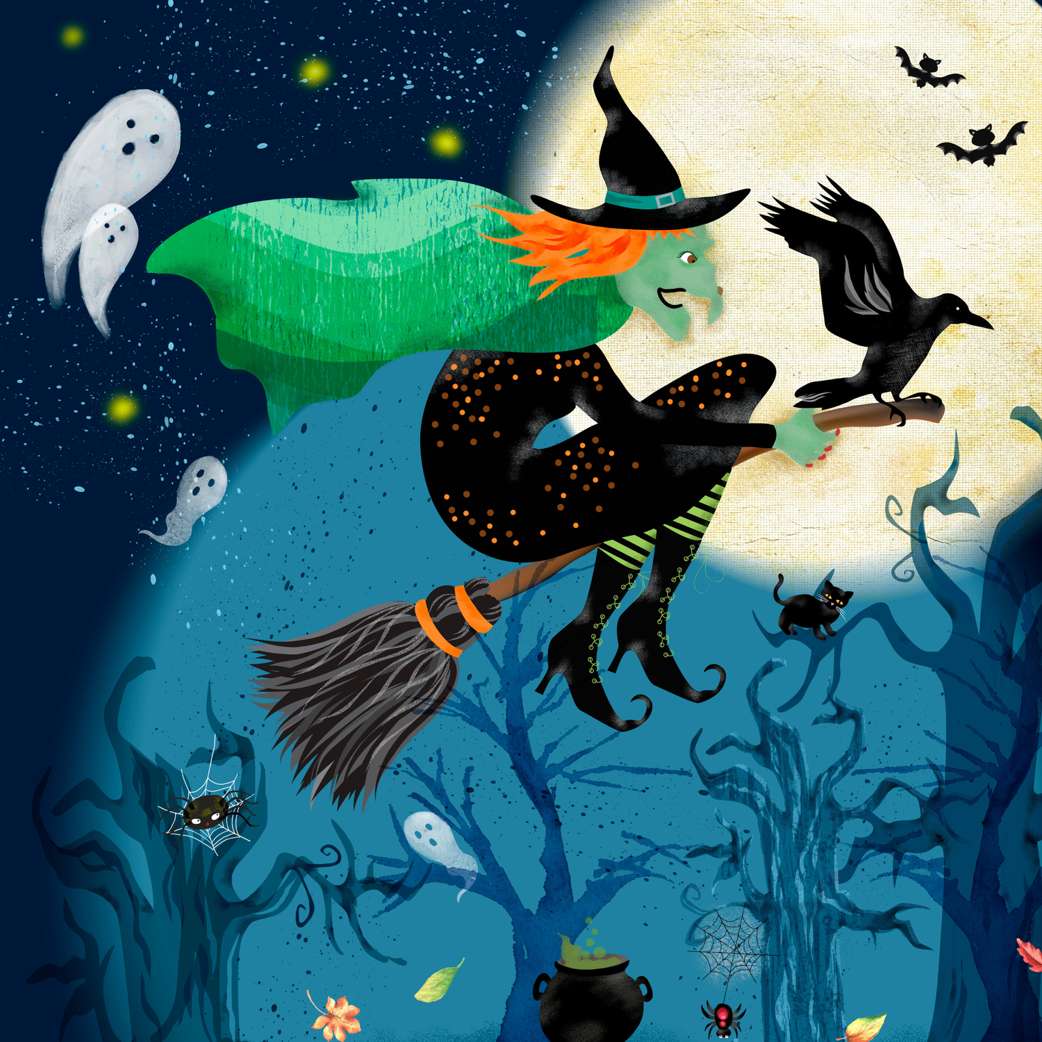 Midnight Witch by Lisa Powell Braun – Diamond Art Kit (50x50cm, Square Drill)