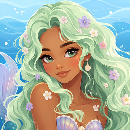 Mint Tide Mermaid- Diamond Art Kit (50x50cm, Square Drill)