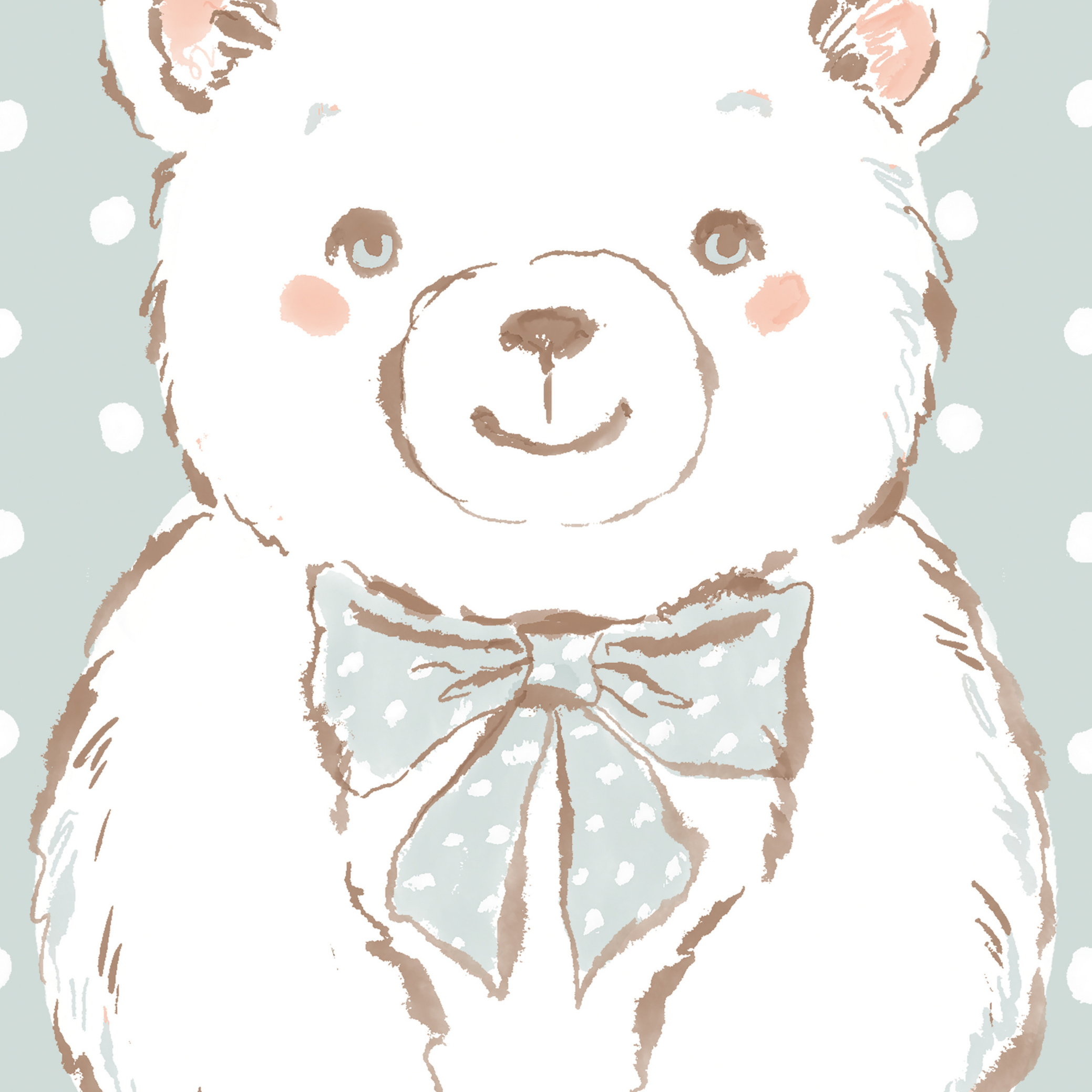 Mint Bow Bear by Hanna Symo- Diamond Art Kit (40x60cm, Round Drill)