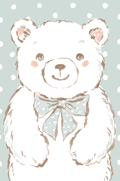 Mint Bow Bear by Hanna Symo- Diamond Art Kit (40x60cm, Round Drill)