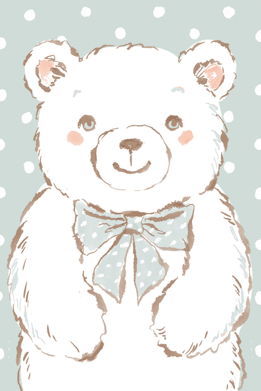Mint Bow Bear by Hanna Symo- Diamond Art Kit (40x60cm, Round Drill)