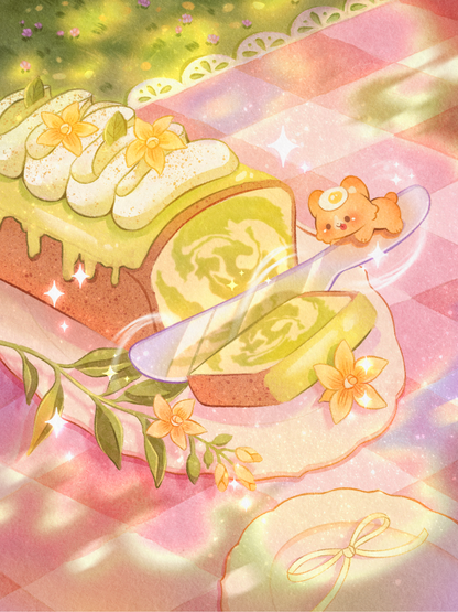 Mochi's Matcha Cake by Violet Jim Art- Diamond Art Kit (45x60cm Round Drill) Hand Rendered