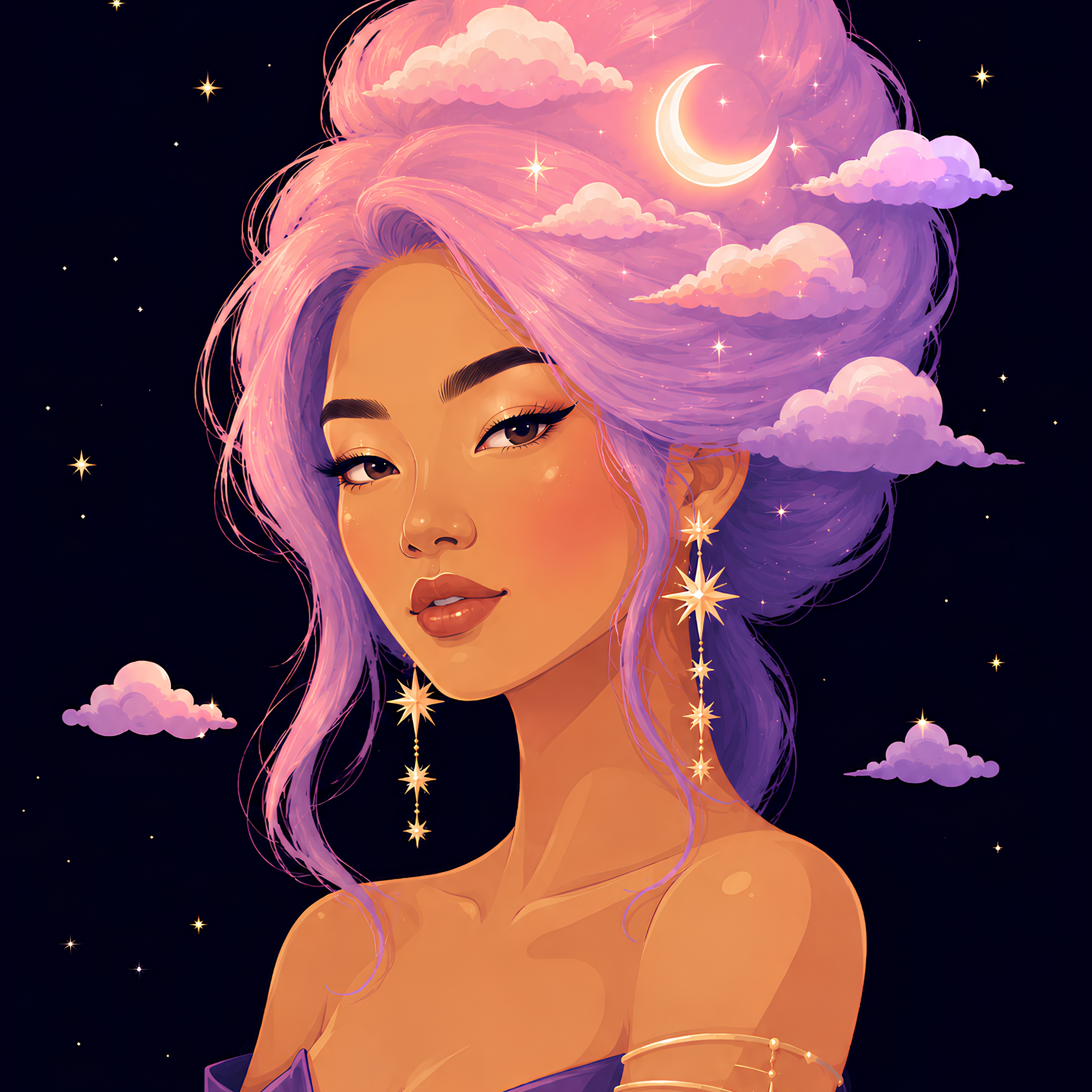 Moonlit Cloud Muse – Diamond Art Kit (50x60cm, Square Drill)