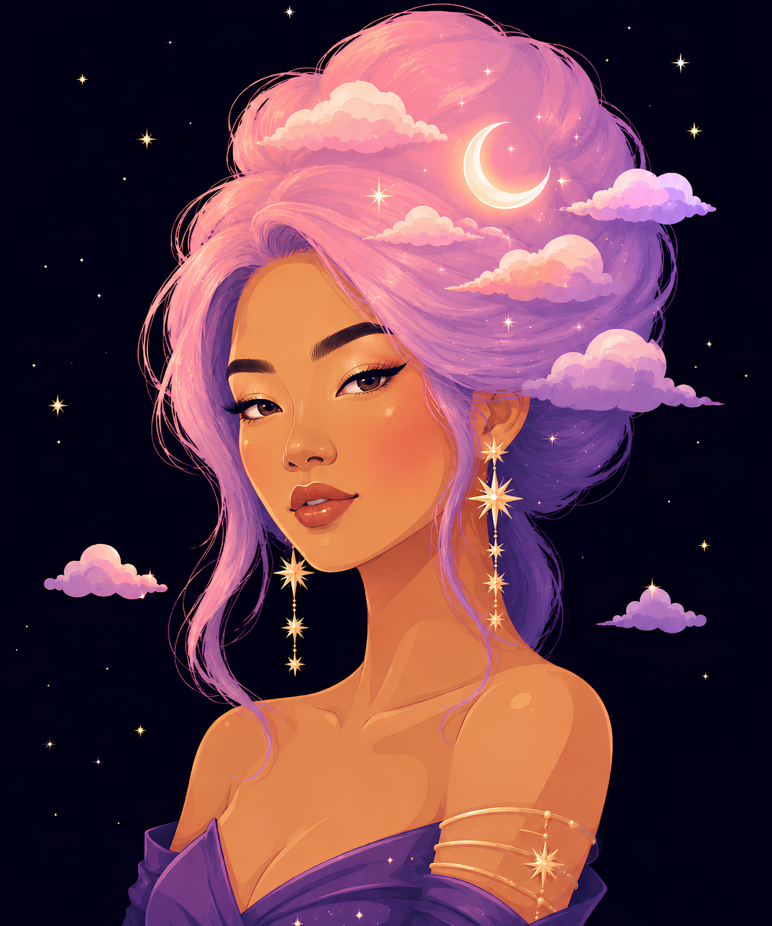 Moonlit Cloud Muse – Diamond Art Kit (50x60cm, Square Drill)