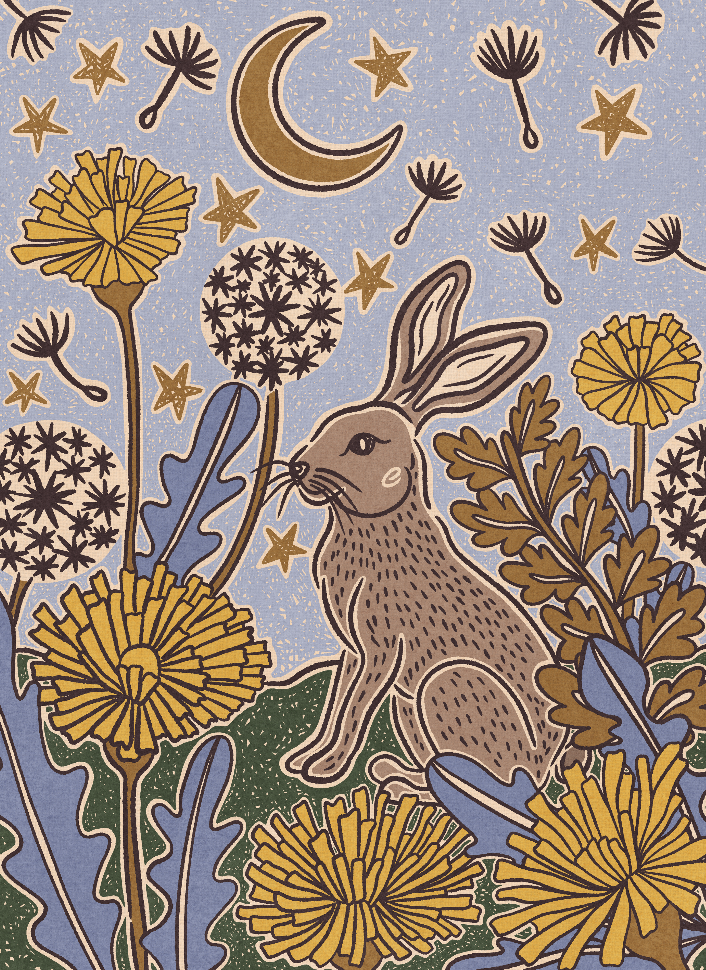 Moonlit Hare by Andrea Lobell- Diamond Art Kit (40x55cm Square Drill) Hand Rendered