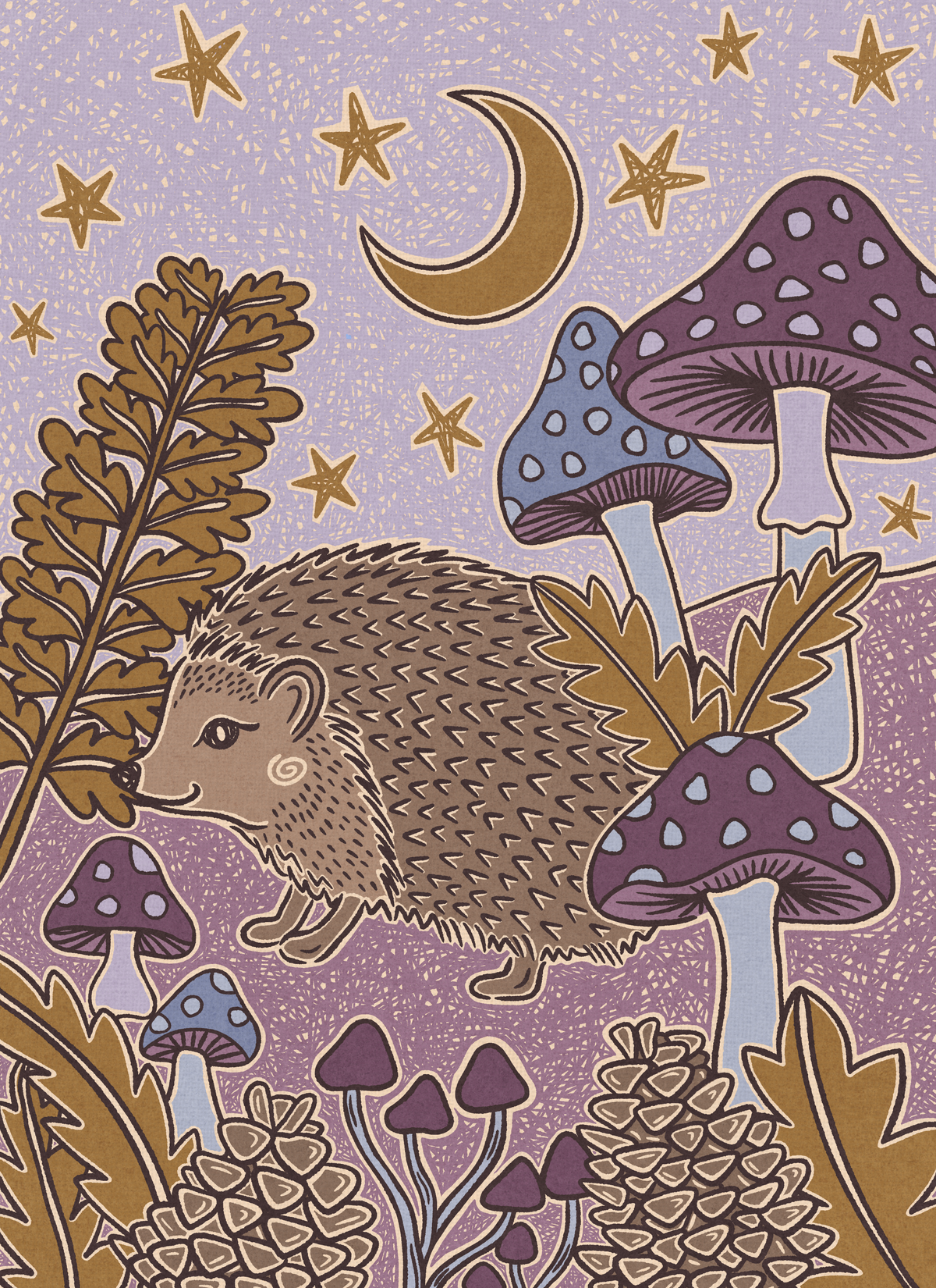 Moonlit Hedgehog by Andrea Lobell- Diamond Art Kit (40x55cm Square Drill) Hand Rendered