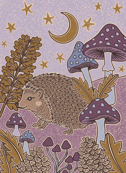 Moonlit Hedgehog by Andrea Lobell- Diamond Art Kit (40x55cm Square Drill) Hand Rendered