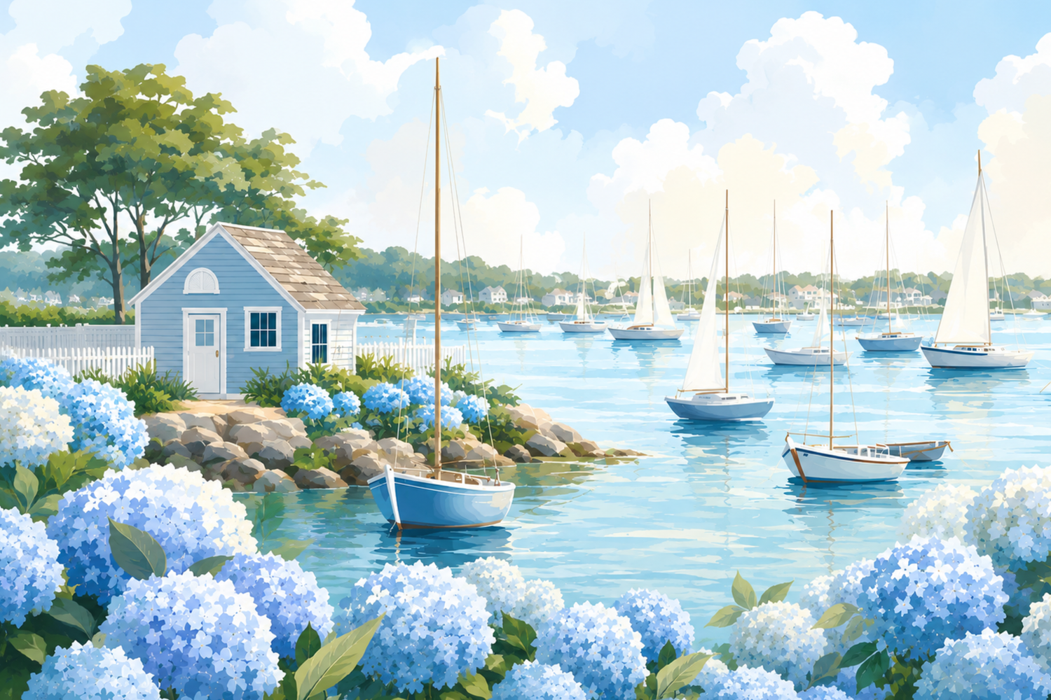 Hydrangea Harbor– Diamond Art Kit (120x80cm, Square Drill)