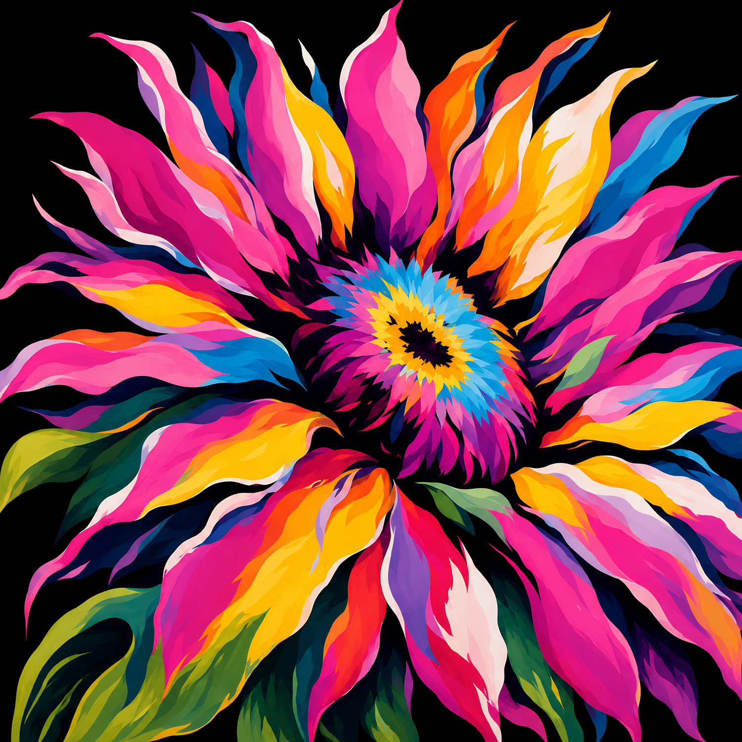 Neon Petals- Diamond Art Kit (40x40cm, Round Drill)