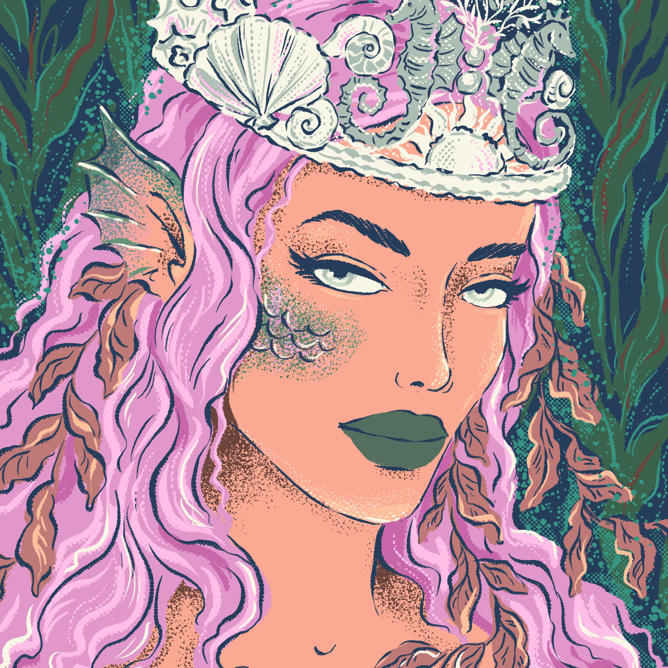 Queen Ocean Aura by Hanna Symo- Diamond Art Kit (50x70cm, Square Drill)