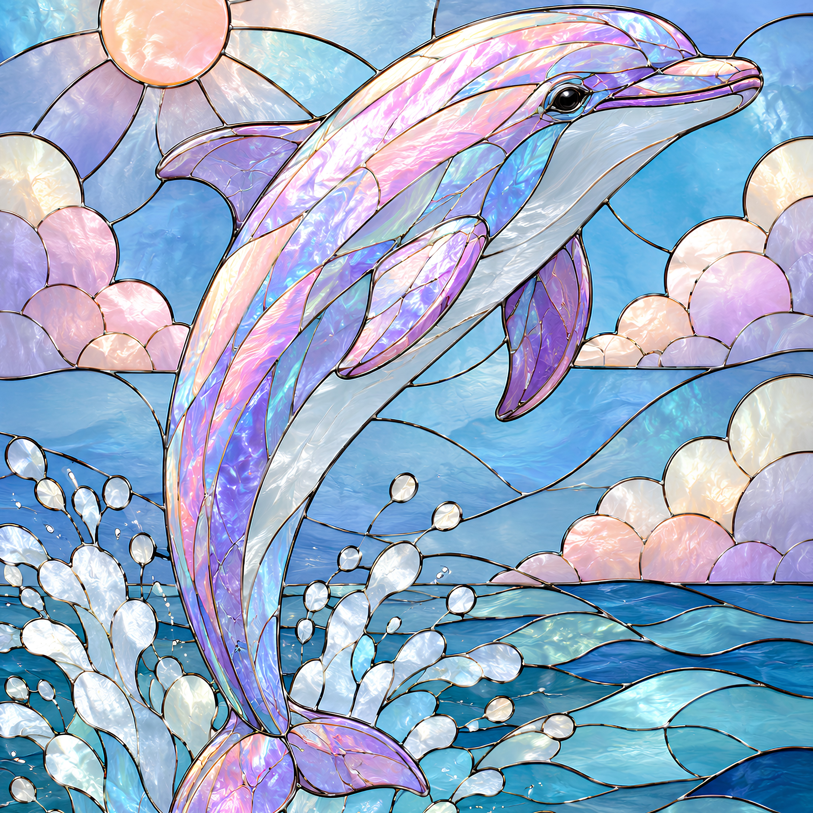 Opal Ocean Dolphin – Diamond Art Kit (50x60cm, Square Drill)