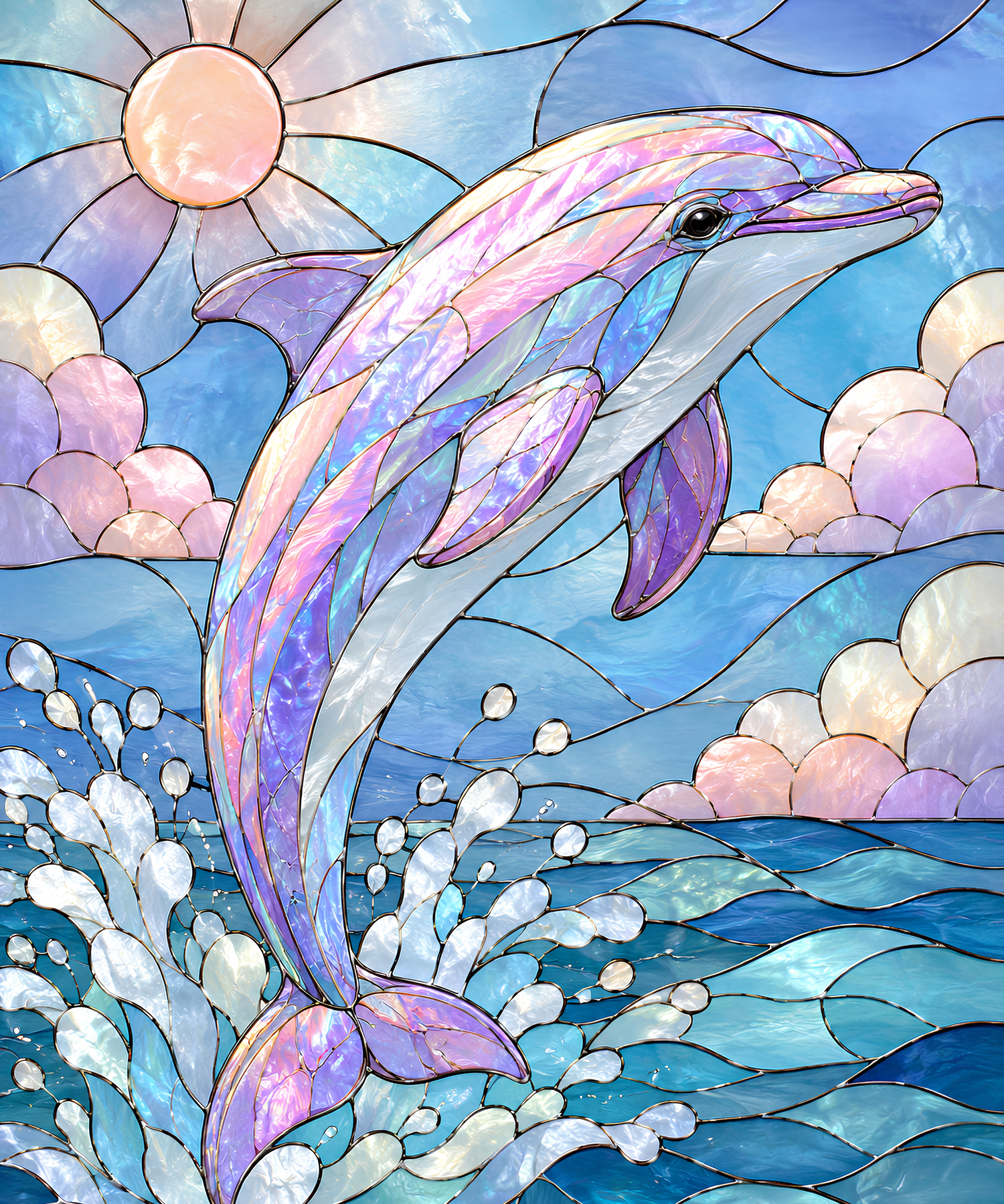 Opal Ocean Dolphin – Diamond Art Kit (50x60cm, Square Drill)